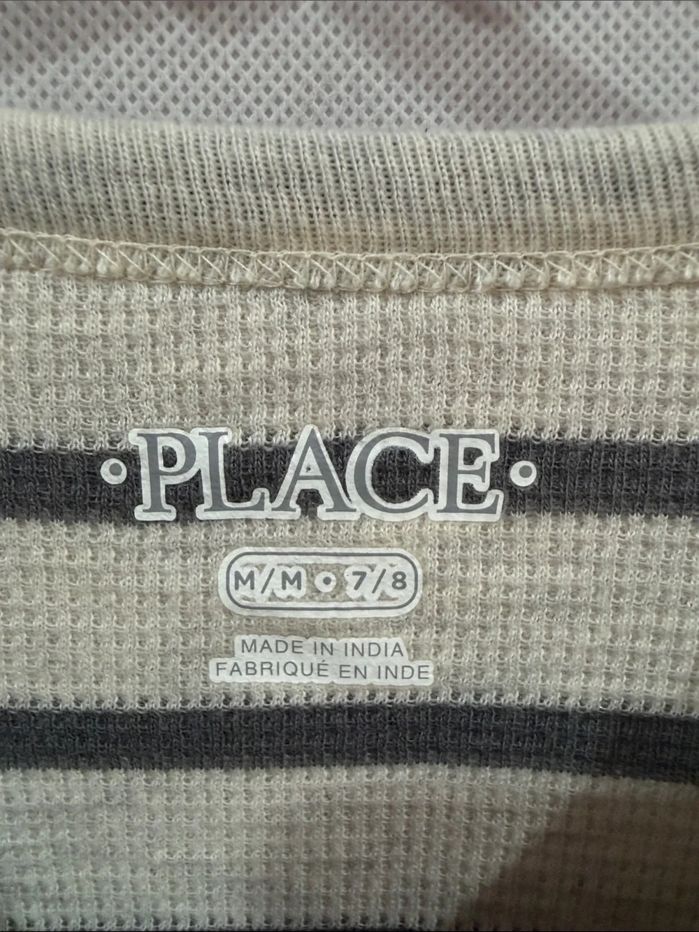 The Children's Place Cream and Navy Striped Long Sleeve Tee